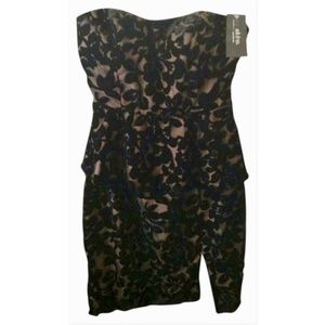 NWT Ark & Co. Strapless Black Velvet Peplum Dress